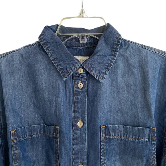 Serra Retreat by Joie Rucker Paradise Cove Chambray Shirt Dress Small New - Picture 5 of 8